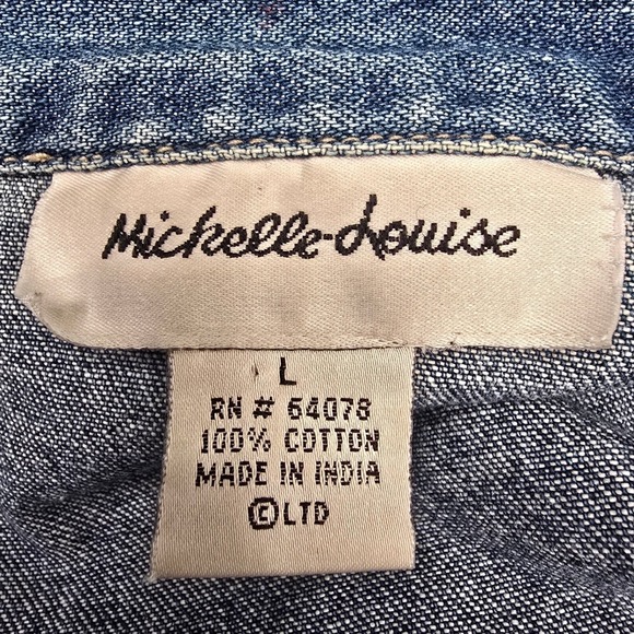 Michelle Louise Embroidered Denim Jacket L Cottagecore Boho Vintage Whimsical - Picture 3 of 7